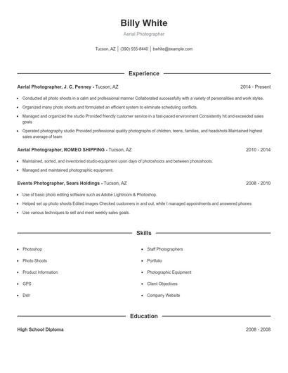 Aerial Photographer Resume