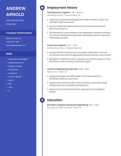 Aerodynamics Engineer Resume