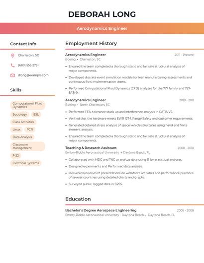 Aerodynamics Engineer Resume