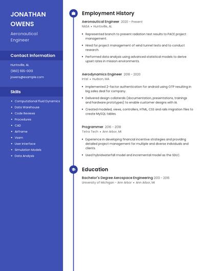 Aeronautical Engineer Resume