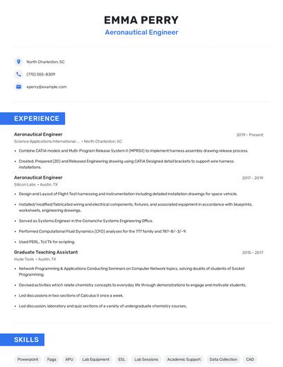 Aeronautical Engineer Resume