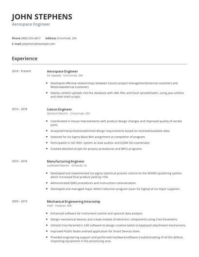 Aerospace Engineer Resume