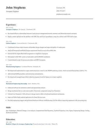 Aerospace Engineer Resume