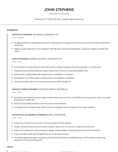 Aerospace Engineer Resume