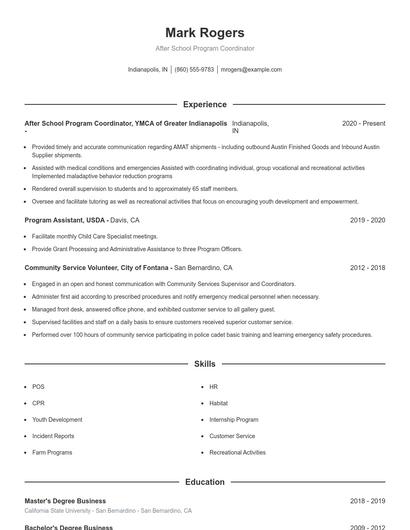Resume example 1