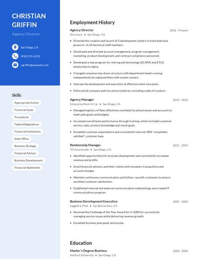 Agency Director Resume