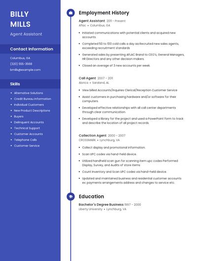 Agent Assistant Resume