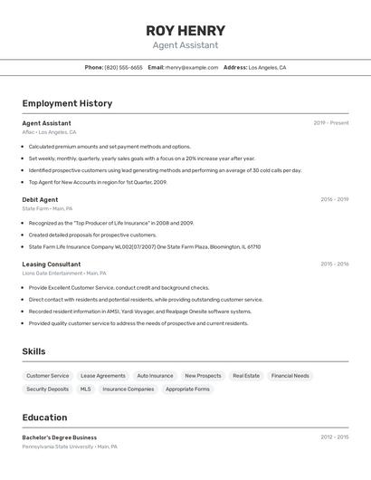 Resume example 2