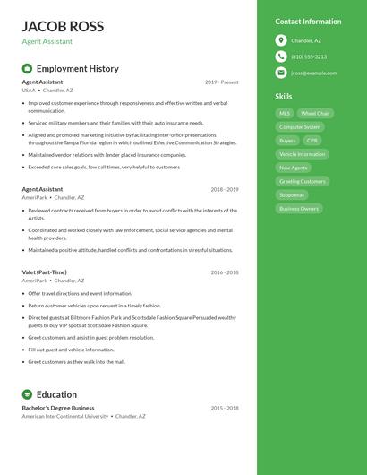 Agent Assistant Resume