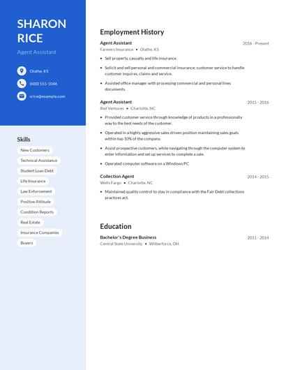 Agent Assistant Resume
