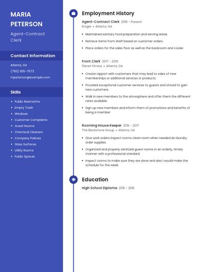 Agent-Contract Clerk Resume