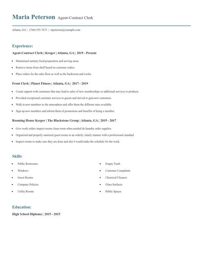 Agent-Contract Clerk Resume