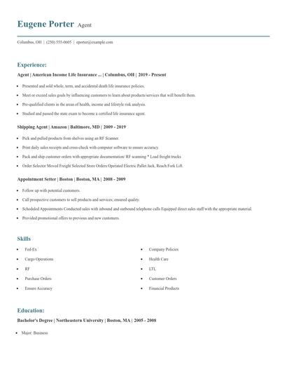 Agent Resume