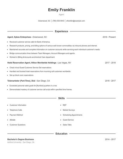 Agent Resume