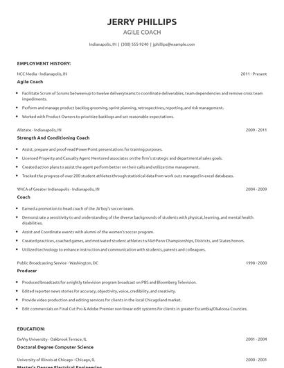 Agile Coach Resume