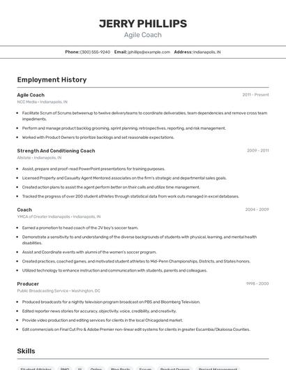 Agile Coach Resume