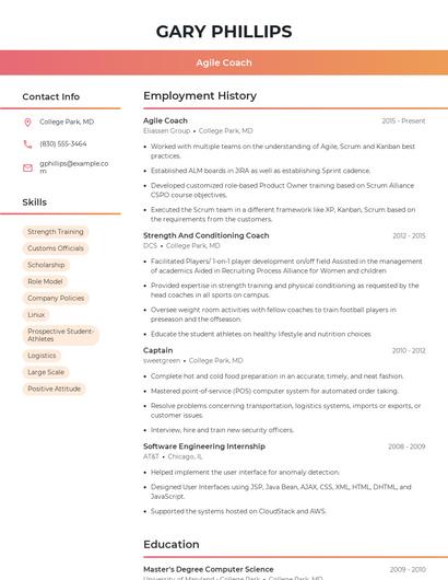 Agile Coach Resume