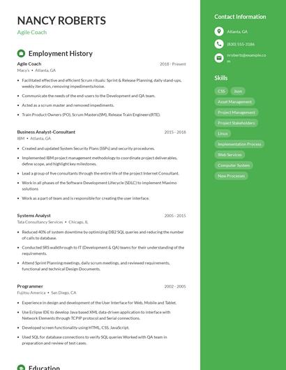 Agile Coach Resume