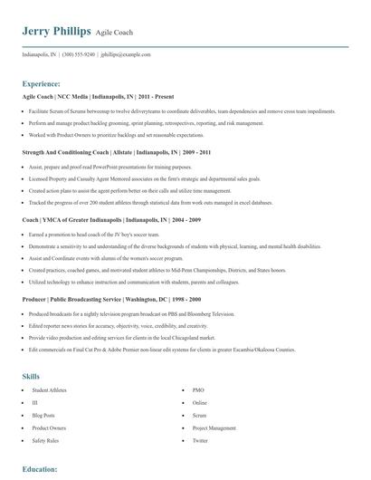 Agile Coach Resume