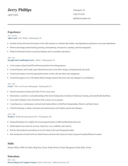 Agile Coach Resume