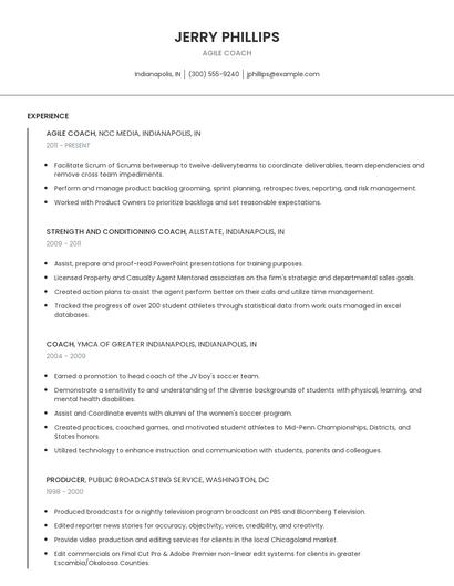 Agile Coach Resume