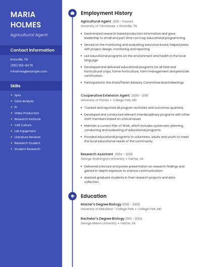 Agricultural Agent Resume