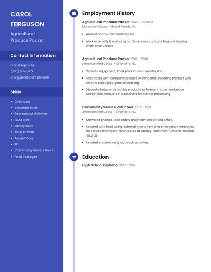 Agricultural Produce Packer Resume