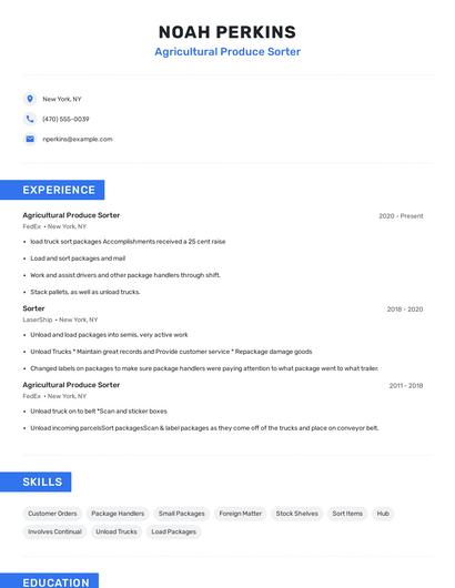 Agricultural Produce Sorter Resume