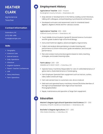 Agriscience Teacher Resume