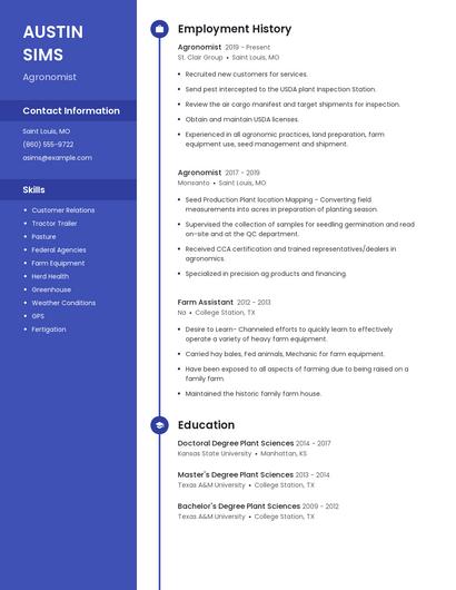Agronomist Resume