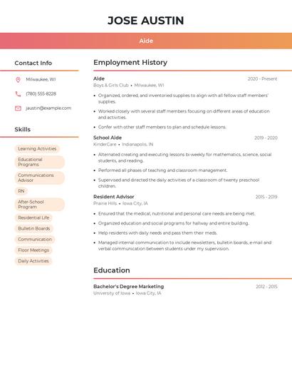 Resume example 3