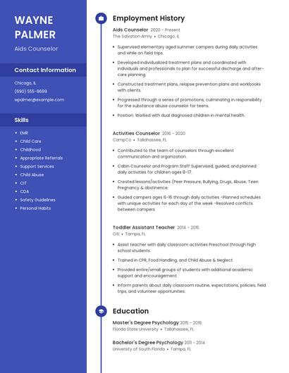 Aids Counselor Resume
