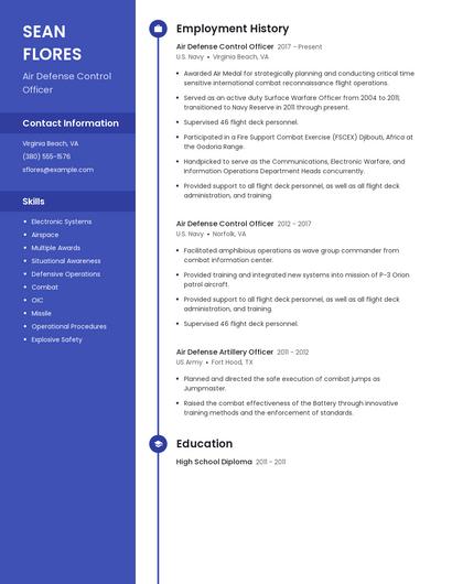 Air Defense Control Officer Resume