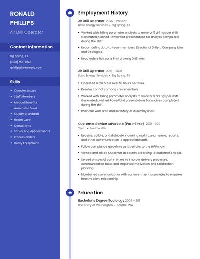 Air Drill Operator Resume