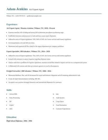 Air Export Agent Resume