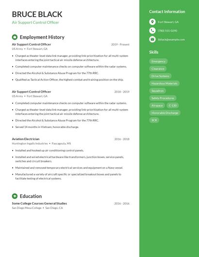 Air Support Control Officer Resume