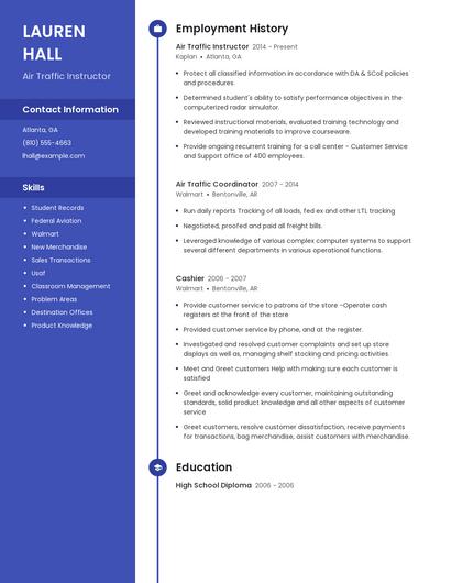 Air Traffic Instructor Resume