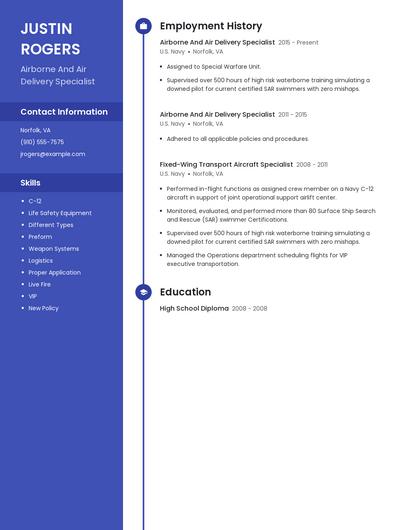Airborne And Air Delivery Specialist Resume