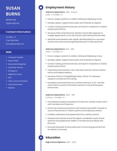 Airborne Operations Resume