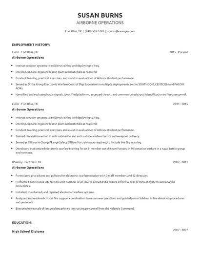 Airborne Operations Resume