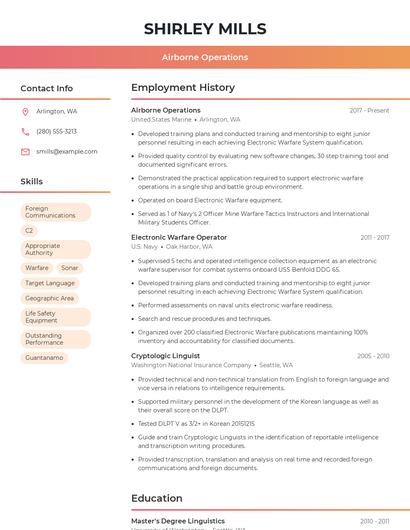 Airborne Operations Resume