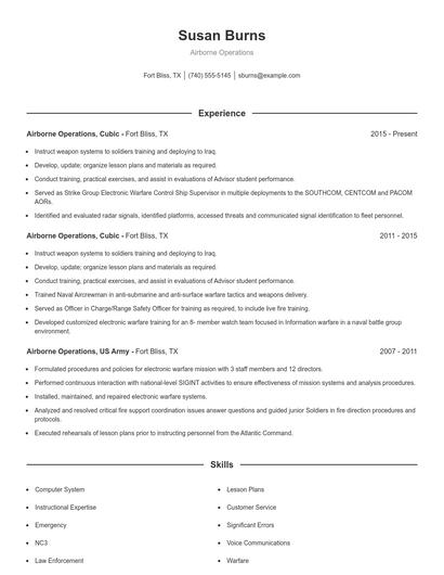 Airborne Operations Resume