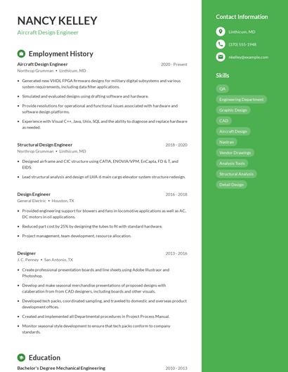 Aircraft Design Engineer Resume