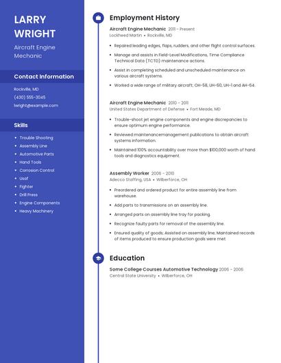 Aircraft Engine Mechanic Resume