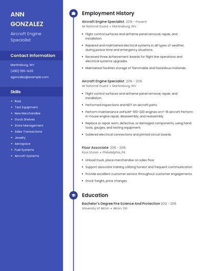 Aircraft Engine Specialist Resume