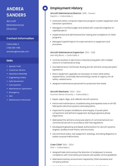 Aircraft Maintenance Director Resume