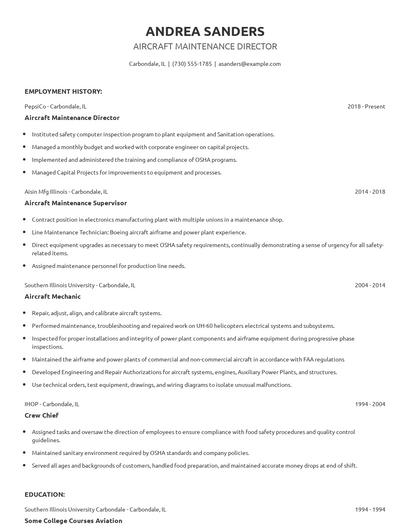 Aircraft Maintenance Director Resume