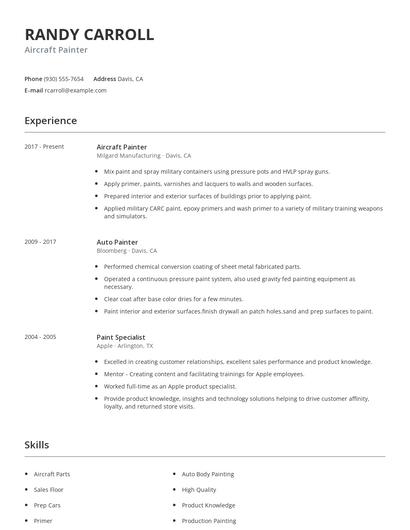 Aircraft Painter Resume