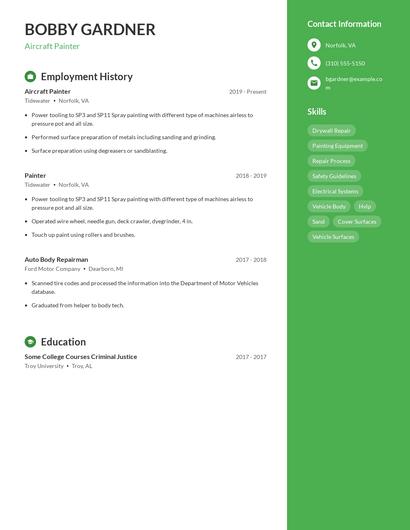 Aircraft Painter Resume