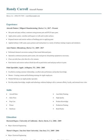 Aircraft Painter Resume